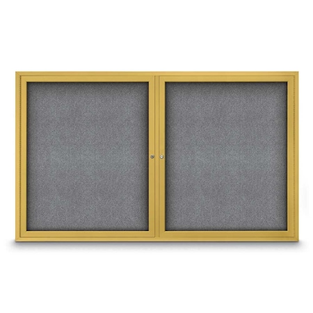 United Visual Products Sliding Door Indoor Enclosed Corkboard, 9 UV9029ACS-SATIN-BUFF